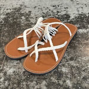 Capana White Crochet Flip Flops Size 12 NWOT